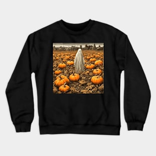 The Haunted Pumpkin Patch With A Lonely Ghost Crewneck Sweatshirt